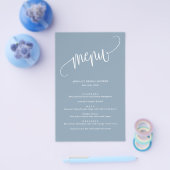 Minimalistisch menu met een mosterd blauw kalligra (Enkel)