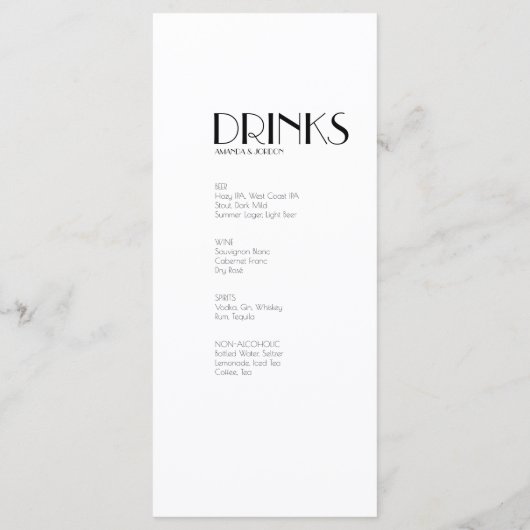 Minimalistisch menu Modern Art Deco diner en drink (Achterkant)