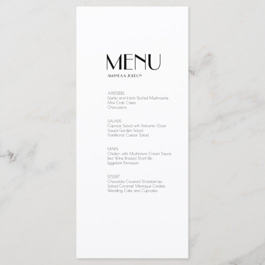 Minimalistisch menu Modern Art Deco diner en drink (Voorkant)