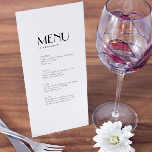Minimalistisch menu Modern Art Deco diner en drink