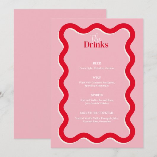 Minimalistisch menu Modern Wedbalk | Menu Drink (Voorkant / Achterkant)