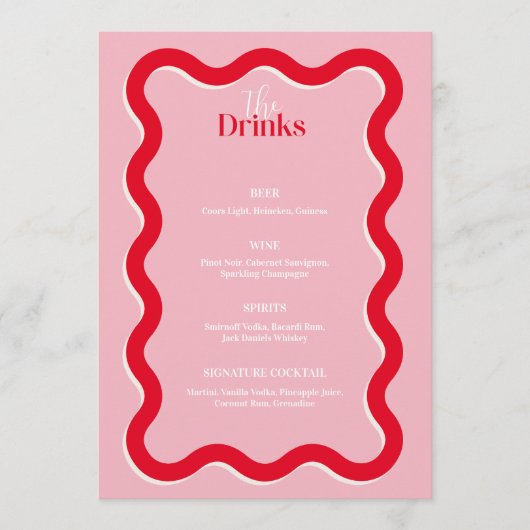 Minimalistisch menu Modern Wedbalk | Menu Drink (Voorkant)