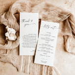 Minimalistisch menu   Opmerking | Weddenschap Napk<br><div class="desc">Dit prachtige Weddenmenu Dank u Nota kenmerkt handgeschreven kalligrafie met een minimalistische moderne lay-out - een perfect accent voor uw bruiloft of speciale gebeurtenis. Gebruik dit menu en dank je kaart voor elke keer of het je bruiloft, bruid of baby shower is, verloffeest, feest... wat je maar wilt! Bewerk de...</div>