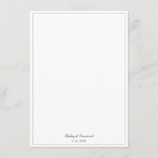 Minimalistisch menu Rustic Elegant Wedding Dinner (Achterkant)