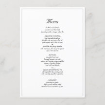 Minimalistisch menu Rustic Elegant Wedding Dinner