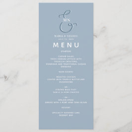 Minimalistisch menu Stusty Blue Wedding
