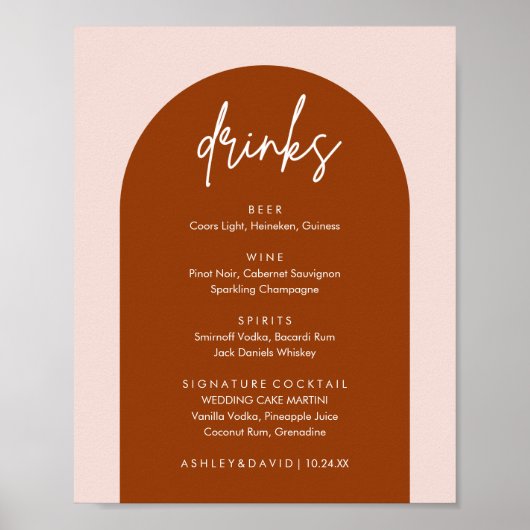 Minimalistisch menu van de Drink van de Bar van de Poster (Voorkant)