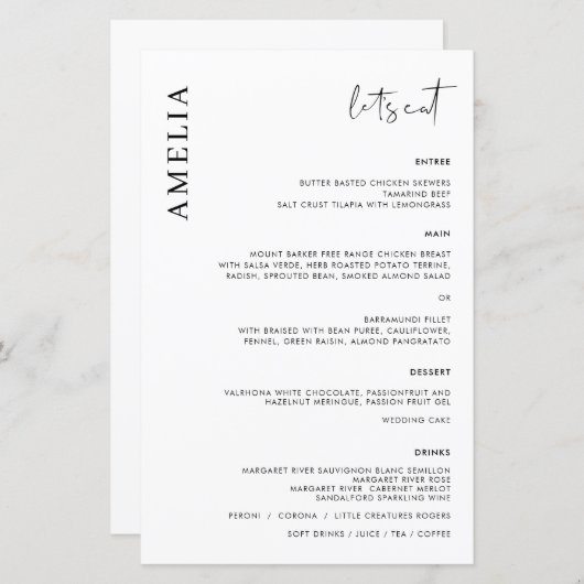 Minimalistisch menu van de Moderne Steekproef met (Voorkant / Achterkant)