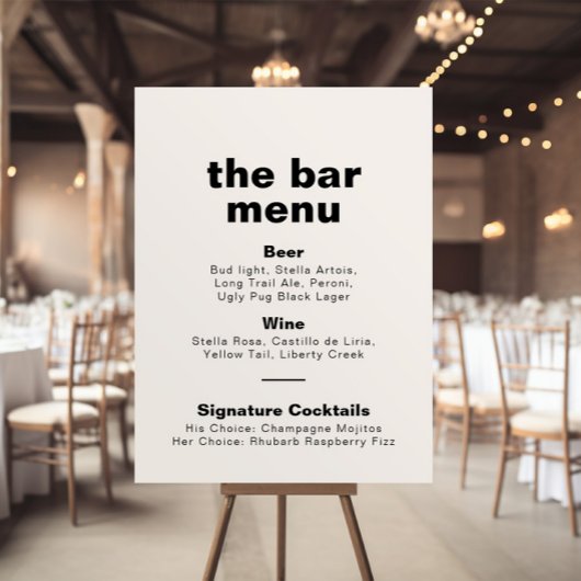 Minimalistisch menu van de officiële verbindingsba poster