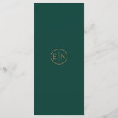 Minimalistisch menu van Emerald Green & Gold Weddi (Achterkant)