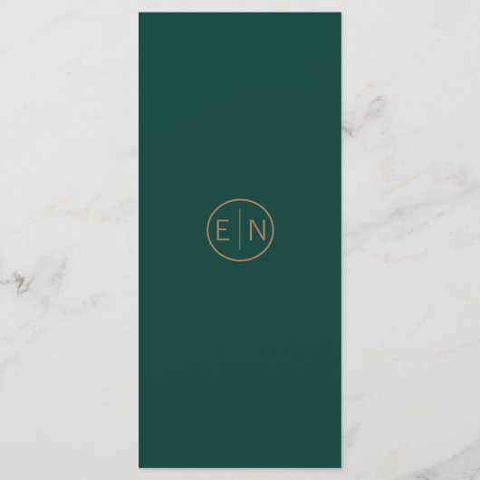 Minimalistisch menu van Emerald Green & Gold Weddi (Achterkant)