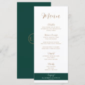 Minimalistisch menu van Emerald Green & Gold Weddi (Voorkant / Achterkant)