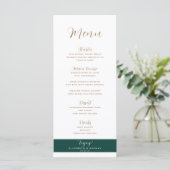 Minimalistisch menu van Emerald Green & Gold Weddi (Staand voorkant)