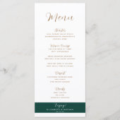 Minimalistisch menu van Emerald Green & Gold Weddi (Voorkant)