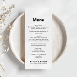 Minimalistisch menu van het officiële huwelijk