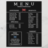 Minimalistisch menu van het restaurant B van de Se (Voorkant)