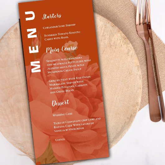 Minimalistisch menu van Terracotta Floral Wedding