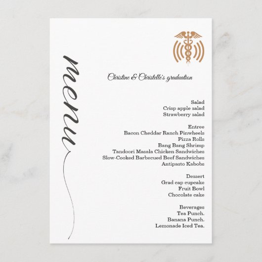 Minimalistisch menu voor het diner van de scriptcu (Voorkant)