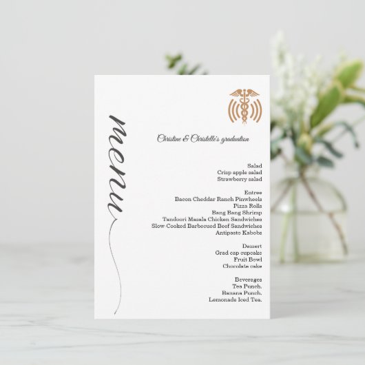 Minimalistisch menu voor het diner van de scriptcu (Staand voorkant)