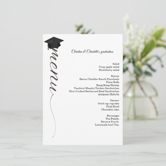 Minimalistisch menu voor het diner van de scriptcu (Staand voorkant)