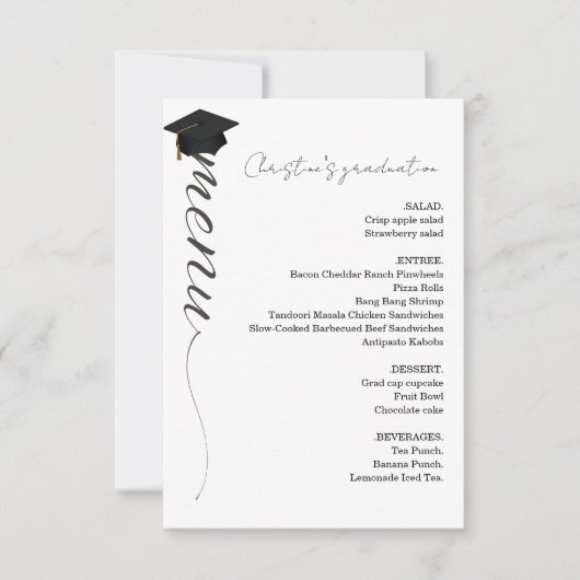 Minimalistisch menu voor het diner van de scriptcu kaart (Voorkant)