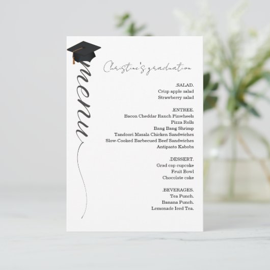 Minimalistisch menu voor het diner van de scriptcu kaart (Staand voorkant)