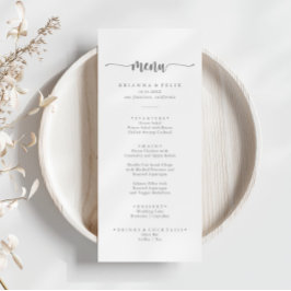 Minimalistisch menu voor kalligrafie Silver Dinner