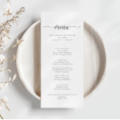 Minimalistisch menu voor kalligrafie Silver Dinner