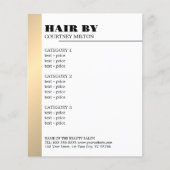 Minimalistisch menu Witte Faux Gold Line Haarstyli (Voorkant)