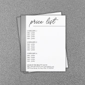 Minimalistisch menu Witte faux Silver Line Beauty