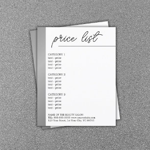 Minimalistisch menu Witte faux Silver Line Beauty