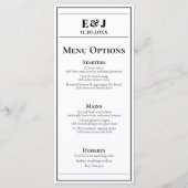 Minimalistisch menu Zwart en Wit Weddenschap (Voorkant)