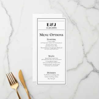 Minimalistisch menu Zwart en Wit Weddenschap
