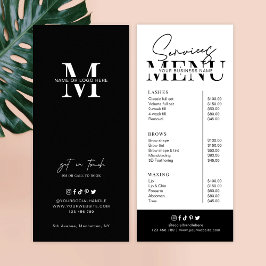 Minimalistisch menu Zwart-witsalon Script