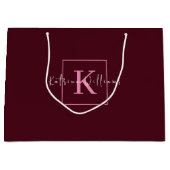 Minimalistisch merklogo bordeauxroze monogram groot cadeauzakje (Voorkant)