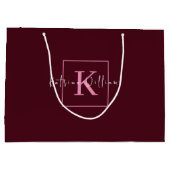 Minimalistisch merklogo bordeauxroze monogram groot cadeauzakje (Achterkant)