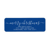 Minimalistisch Merry Christmas Blue Label (Voorkant)