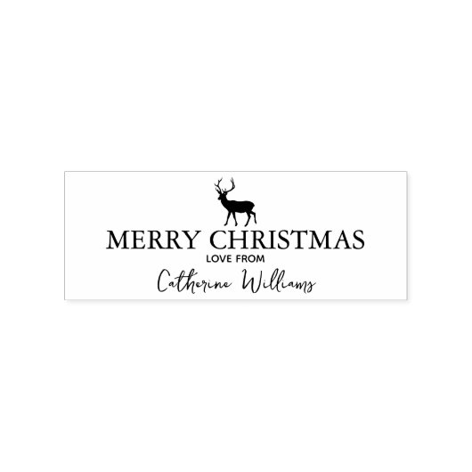 Minimalistisch Merry Christmas Deer Label Rubberstempel (Afrduk)