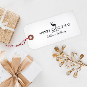 Minimalistisch Merry Christmas Deer Label Rubberstempel