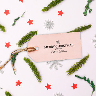 Minimalistisch Merry Christmas Flower Label Rubberstempel