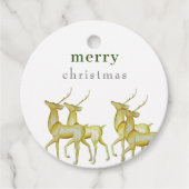 Minimalistisch Merry Christmas Gold Rendier Gift Bedankjes Labels (Voorkant)