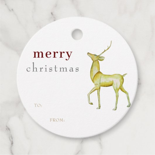 Minimalistisch Merry Christmas Gold Rendier Gift Bedankjes Labels (Voorkant)