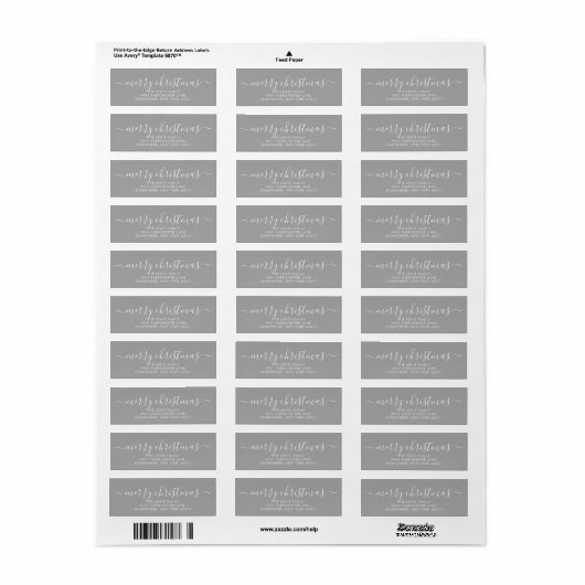 Minimalistisch Merry Christmas Grey Label (Full Sheet)