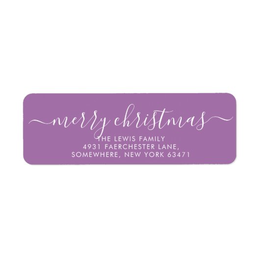 Minimalistisch Merry Christmas Lavendel Label (Voorkant)