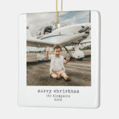 Minimalistisch Merry Christmas Photo Keramisch Orn Ornament (Links)