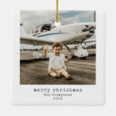 Minimalistisch Merry Christmas Photo Keramisch Orn Ornament (Achterkant)