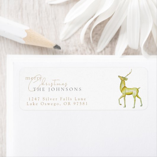 Minimalistisch Merry Christmas Rendier retour adre Etiket (Insitu)