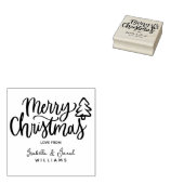 Minimalistisch Merry Christmas Tree Label Rubberstempel (Gestempeld)