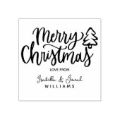 Minimalistisch Merry Christmas Tree Label Rubberstempel (Afrduk)