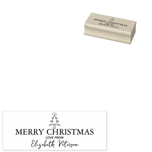 Minimalistisch Merry Christmas Tree Label Rubberstempel (Gestempeld)